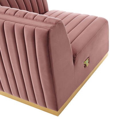 Modway Outlet Conjure Channel Tufted Performance Velvet Right Corner Chair by Modway  Living Room Furniture Gold Dusty Rose - EEI-5506-GLD-DUS