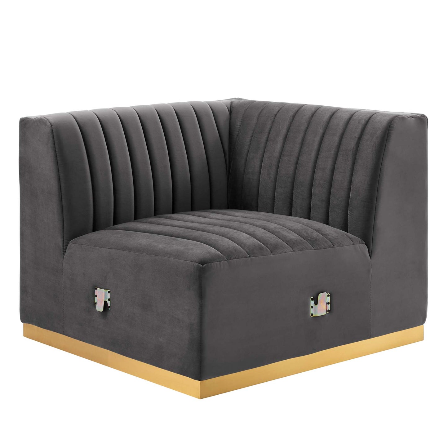 Modway Outlet Conjure Channel Tufted Performance Velvet Right Corner Chair by Modway  Living Room Furniture Gold Gray - EEI-5506-GLD-GRY
