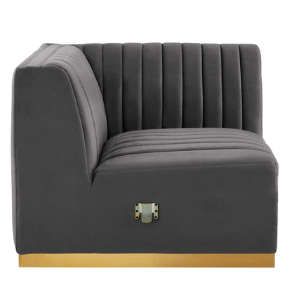Modway Outlet Conjure Channel Tufted Performance Velvet Right Corner Chair by Modway  Living Room Furniture Gold Gray - EEI-5506-GLD-GRY