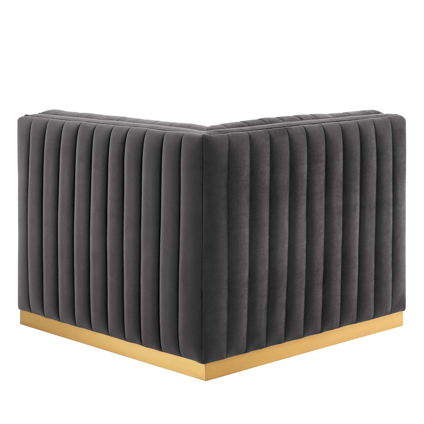 Modway Outlet Conjure Channel Tufted Performance Velvet Right Corner Chair by Modway  Living Room Furniture Gold Gray - EEI-5506-GLD-GRY