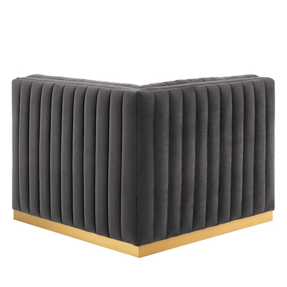 Modway Outlet Conjure Channel Tufted Performance Velvet Right Corner Chair by Modway  Living Room Furniture Gold Gray - EEI-5506-GLD-GRY