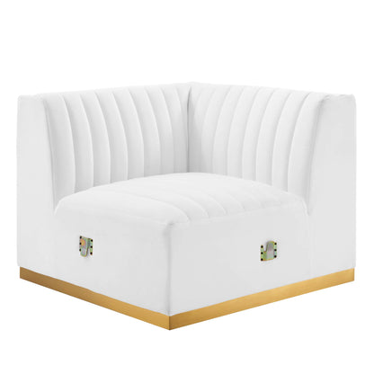 Modway Outlet Conjure Channel Tufted Performance Velvet Right Corner Chair by Modway  Living Room Furniture Gold White - EEI-5506-GLD-WHI