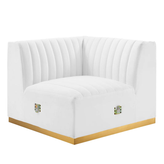 Modway Outlet Conjure Channel Tufted Performance Velvet Right Corner Chair by Modway  Living Room Furniture Gold White - EEI-5506-GLD-WHI