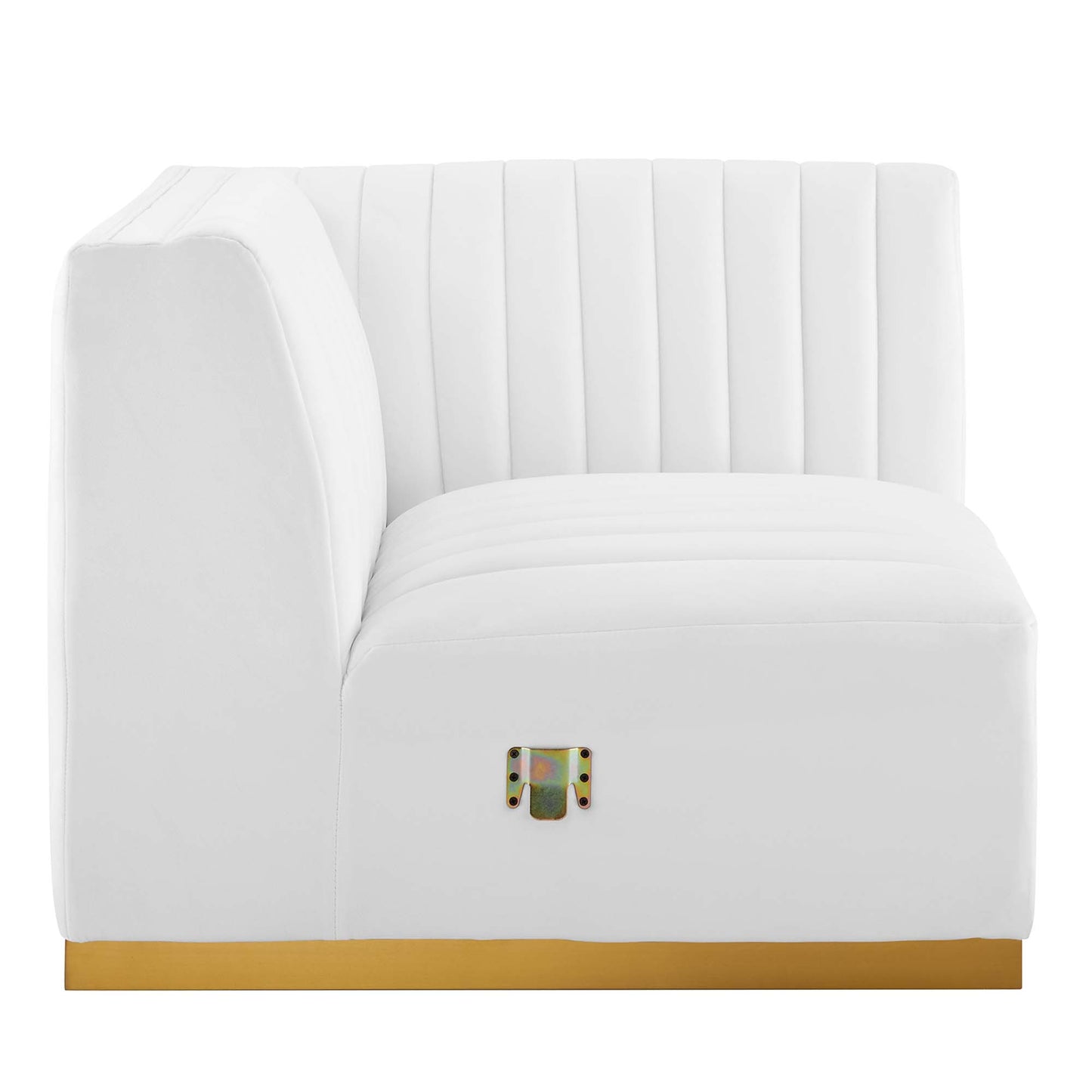 Modway Outlet Conjure Channel Tufted Performance Velvet Right Corner Chair by Modway  Living Room Furniture Gold White - EEI-5506-GLD-WHI