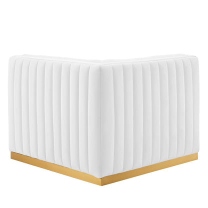 Modway Outlet Conjure Channel Tufted Performance Velvet Right Corner Chair by Modway  Living Room Furniture Gold White - EEI-5506-GLD-WHI