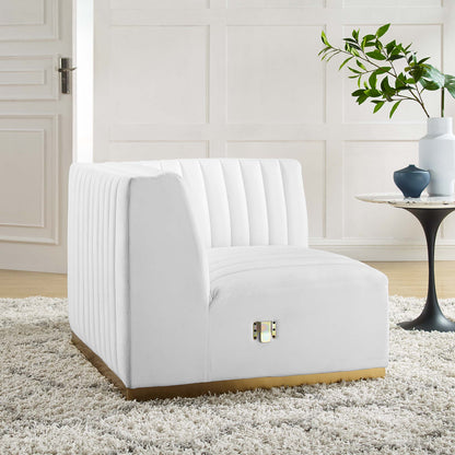 Modway Outlet Conjure Channel Tufted Performance Velvet Right Corner Chair by Modway  Living Room Furniture Gold White - EEI-5506-GLD-WHI