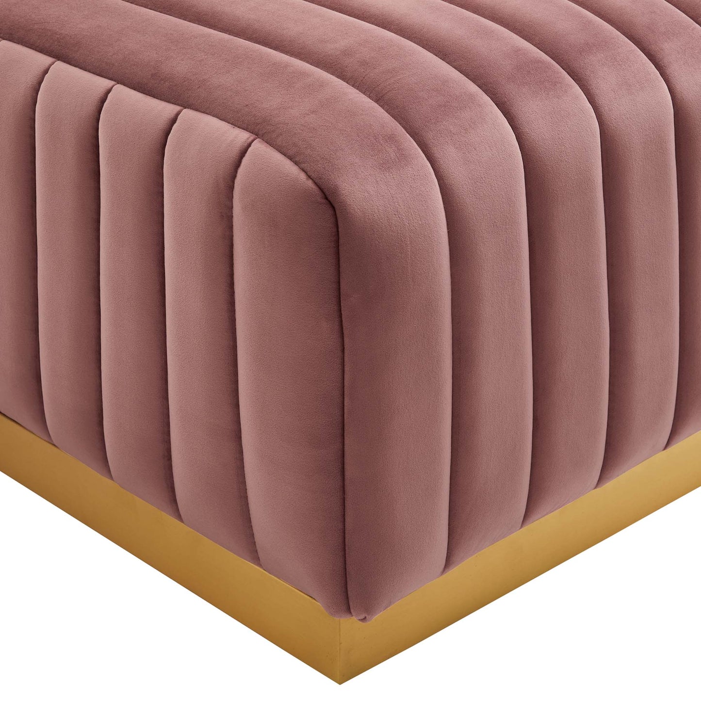 Modway Outlet Conjure Channel Tufted Performance Velvet Ottoman by Modway  Living Room Furniture Gold Dusty Rose - EEI-5507-GLD-DUS
