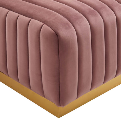 Modway Outlet Conjure Channel Tufted Performance Velvet Ottoman by Modway  Living Room Furniture Gold Dusty Rose - EEI-5507-GLD-DUS