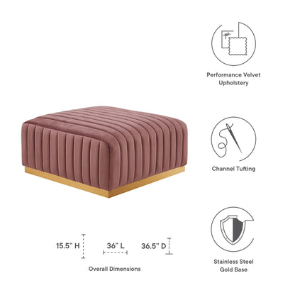 Modway Outlet Conjure Channel Tufted Performance Velvet Ottoman by Modway  Living Room Furniture Gold Dusty Rose - EEI-5507-GLD-DUS