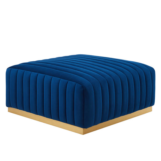Modway Outlet Conjure Channel Tufted Performance Velvet Ottoman by Modway  Living Room Furniture Gold Navy - EEI-5507-GLD-NAV
