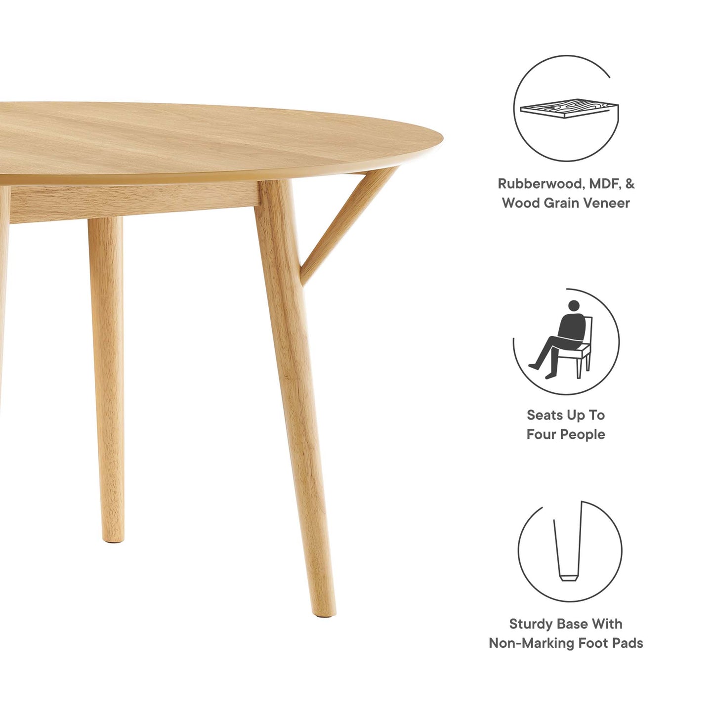 Modway - Gallant 47" Round Dining Table by Modway  Bar and Dining Bar and Dining Tables Brown - EEI-5511-OAK-OAK