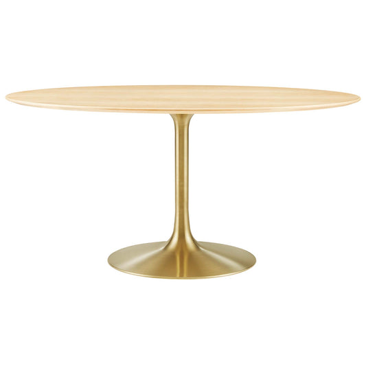 Modway Outlet Lippa 60" Oval Wood Dining Table by Modway  Bar and Dining Furniture Gold Natural - EEI-5525-GLD-NAT