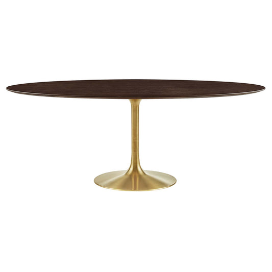 Modway Outlet Lippa 78" Oval Wood Dining Table by Modway  Bar and Dining Furniture Gold Cherry Walnut - EEI-5526-GLD-CHE