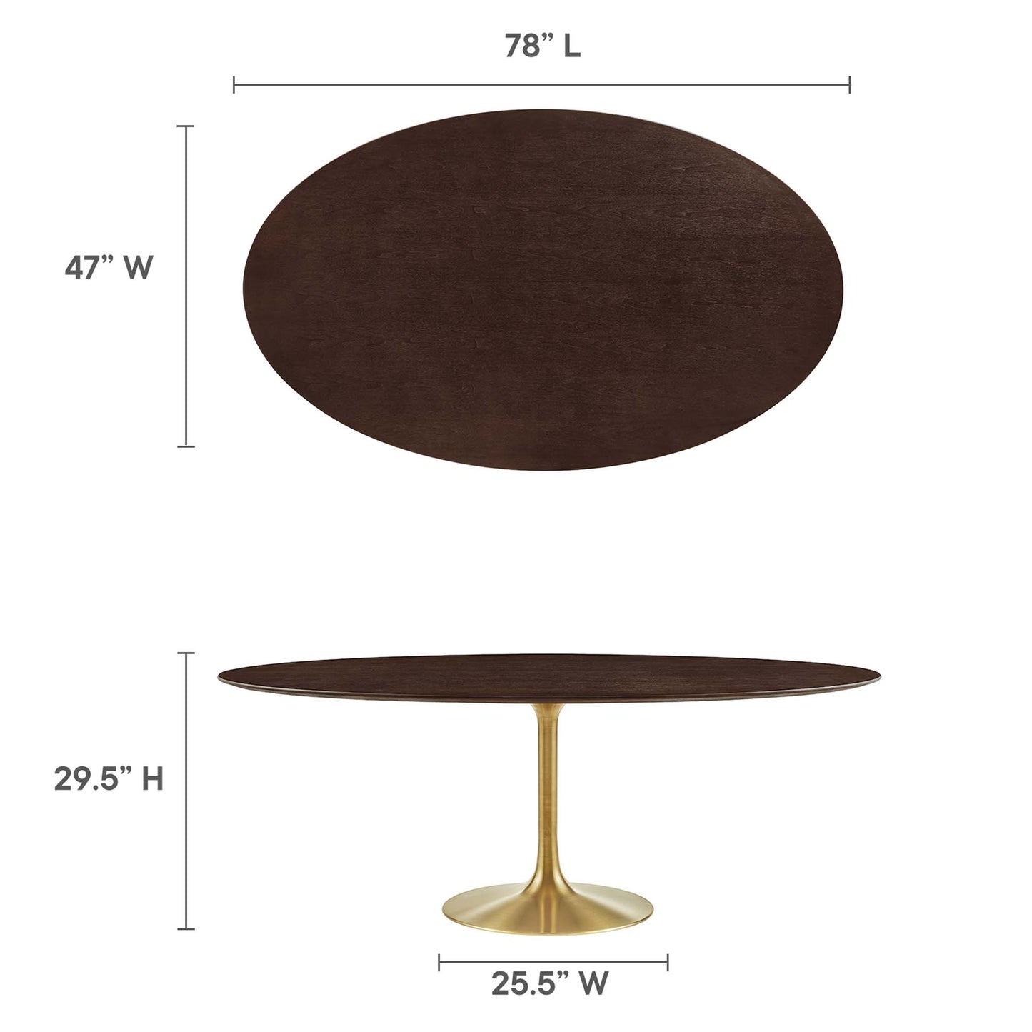 Modway Outlet Lippa 78" Oval Wood Dining Table by Modway  Bar and Dining Furniture Gold Cherry Walnut - EEI-5526-GLD-CHE