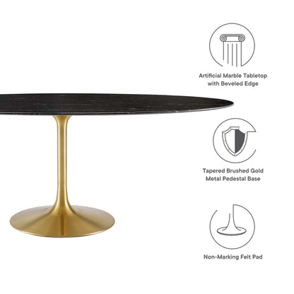 Modway Outlet Lippa 78" Oval Faux Marble Dining Table by Modway  Bar and Dining Furniture Gold Black - EEI-5528-GLD-BLK