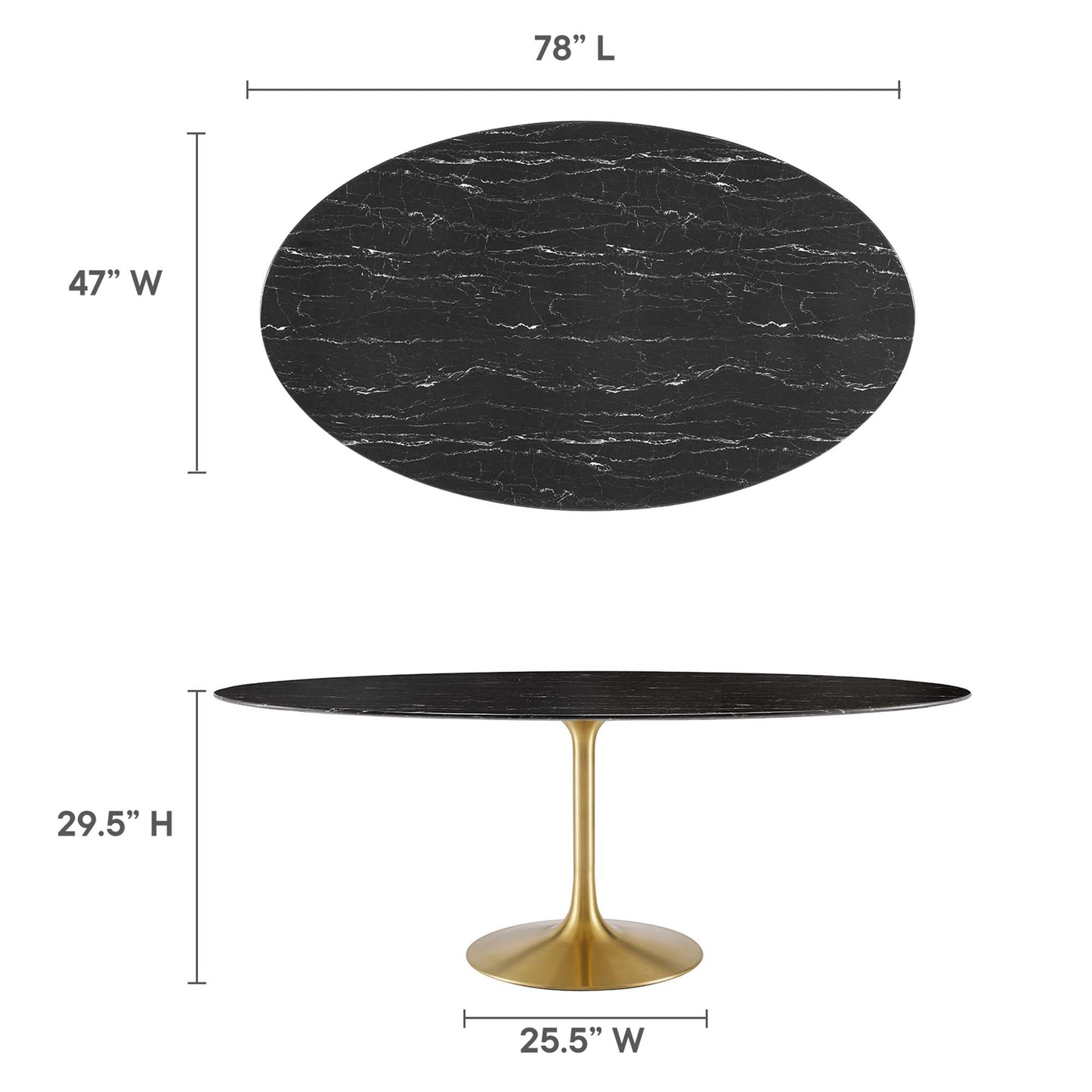 Modway Outlet Lippa 78" Oval Faux Marble Dining Table by Modway  Bar and Dining Furniture Gold Black - EEI-5528-GLD-BLK