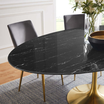 Modway Outlet Lippa 78" Oval Faux Marble Dining Table by Modway  Bar and Dining Furniture Gold Black - EEI-5528-GLD-BLK
