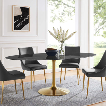 Modway Outlet Lippa 78" Oval Faux Marble Dining Table by Modway  Bar and Dining Furniture Gold Black - EEI-5528-GLD-BLK
