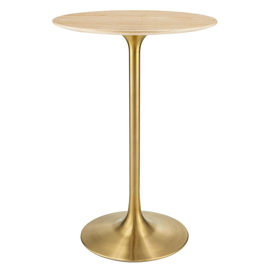 Modway Outlet Lippa 28" Round Natural Wood Bar Table by Modway  Bar and Dining Furniture Gold Natural - EEI-5530-GLD-NAT