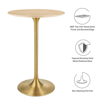 Modway Outlet Lippa 28" Round Natural Wood Bar Table by Modway  Bar and Dining Furniture Gold Natural - EEI-5530-GLD-NAT