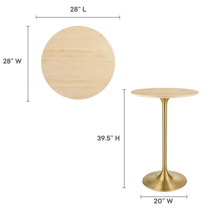 Modway Outlet Lippa 28" Round Natural Wood Bar Table by Modway  Bar and Dining Furniture Gold Natural - EEI-5530-GLD-NAT