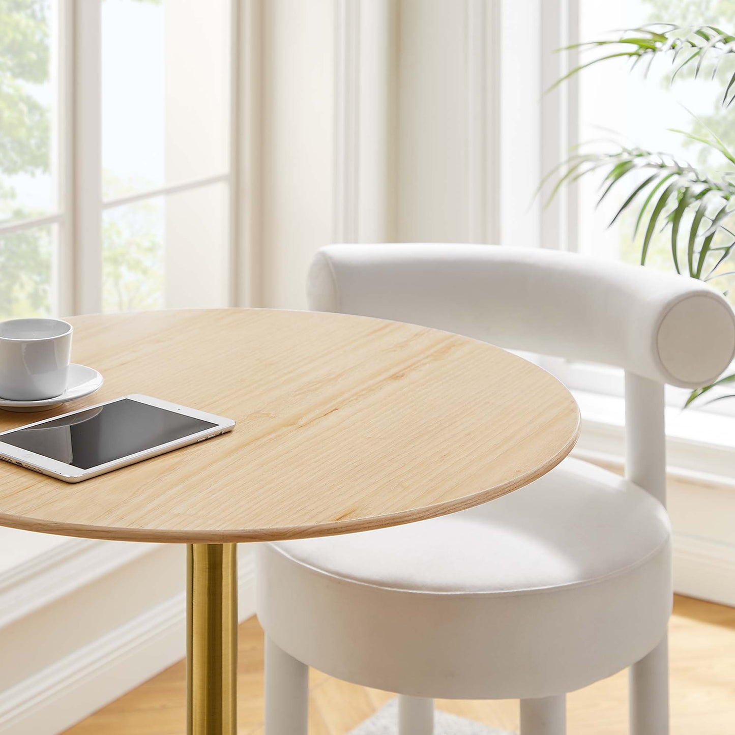 Modway Outlet Lippa 28" Round Natural Wood Bar Table by Modway  Bar and Dining Furniture Gold Natural - EEI-5530-GLD-NAT