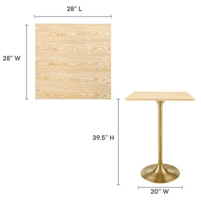 Modway Outlet Lippa 28" Square Wood Bar Table by Modway  Bar and Dining Furniture Gold Natural - EEI-5532-GLD-NAT