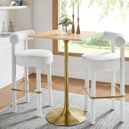Modway Outlet Lippa 28" Square Wood Bar Table by Modway  Bar and Dining Furniture Gold Natural - EEI-5532-GLD-NAT