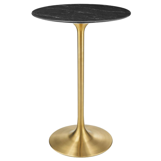 Modway - Lippa 28" Round Faux Marble Bar Table by Modway  Bar and Dining Bar and Dining Tables Black - EEI-5533-GLD-BLK