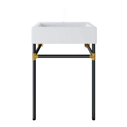 Modway - Redeem 24" Wall-Mount Black Stainless Steel Bathroom Vanity by Modway  Bathroom Vanities White - EEI-5537-BLK-WHI