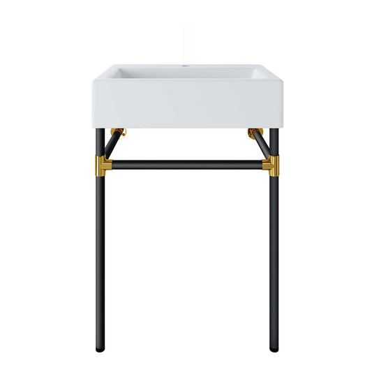 Modway - Redeem 24" Wall-Mount Black Stainless Steel Bathroom Vanity by Modway  Bathroom Vanities White - EEI-5537-BLK-WHI