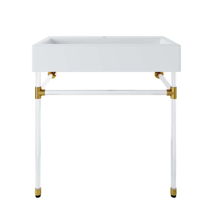 Modway Outlet Redeem 32" Acrylic Wall-Mount Bathroom Vanity by Modway  Bathroom Furniture Clear White - EEI-5539-ACR-WHI