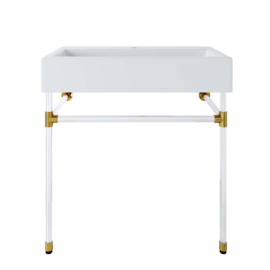 Modway Outlet Redeem 32" Acrylic Wall-Mount Bathroom Vanity by Modway  Bathroom Furniture Clear White - EEI-5539-ACR-WHI