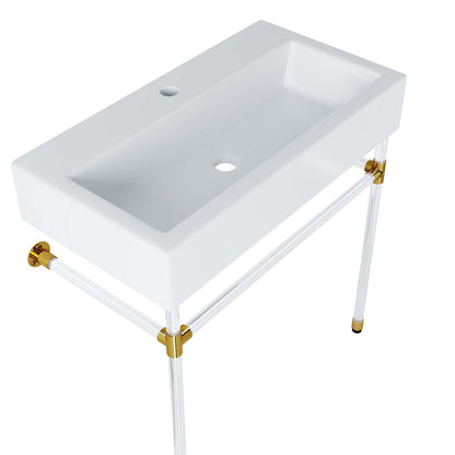 Modway Outlet Redeem 32" Acrylic Wall-Mount Bathroom Vanity by Modway  Bathroom Furniture Clear White - EEI-5539-ACR-WHI