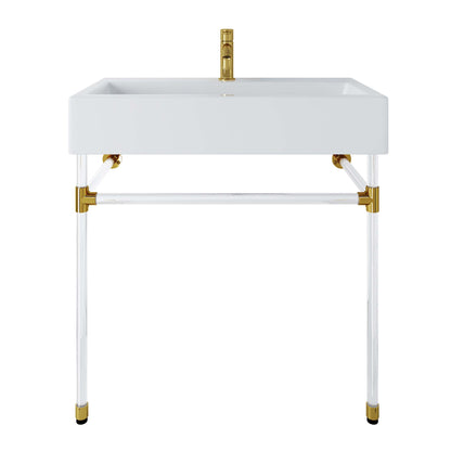 Modway Outlet Redeem 32" Acrylic Wall-Mount Bathroom Vanity by Modway  Bathroom Furniture Clear White - EEI-5539-ACR-WHI