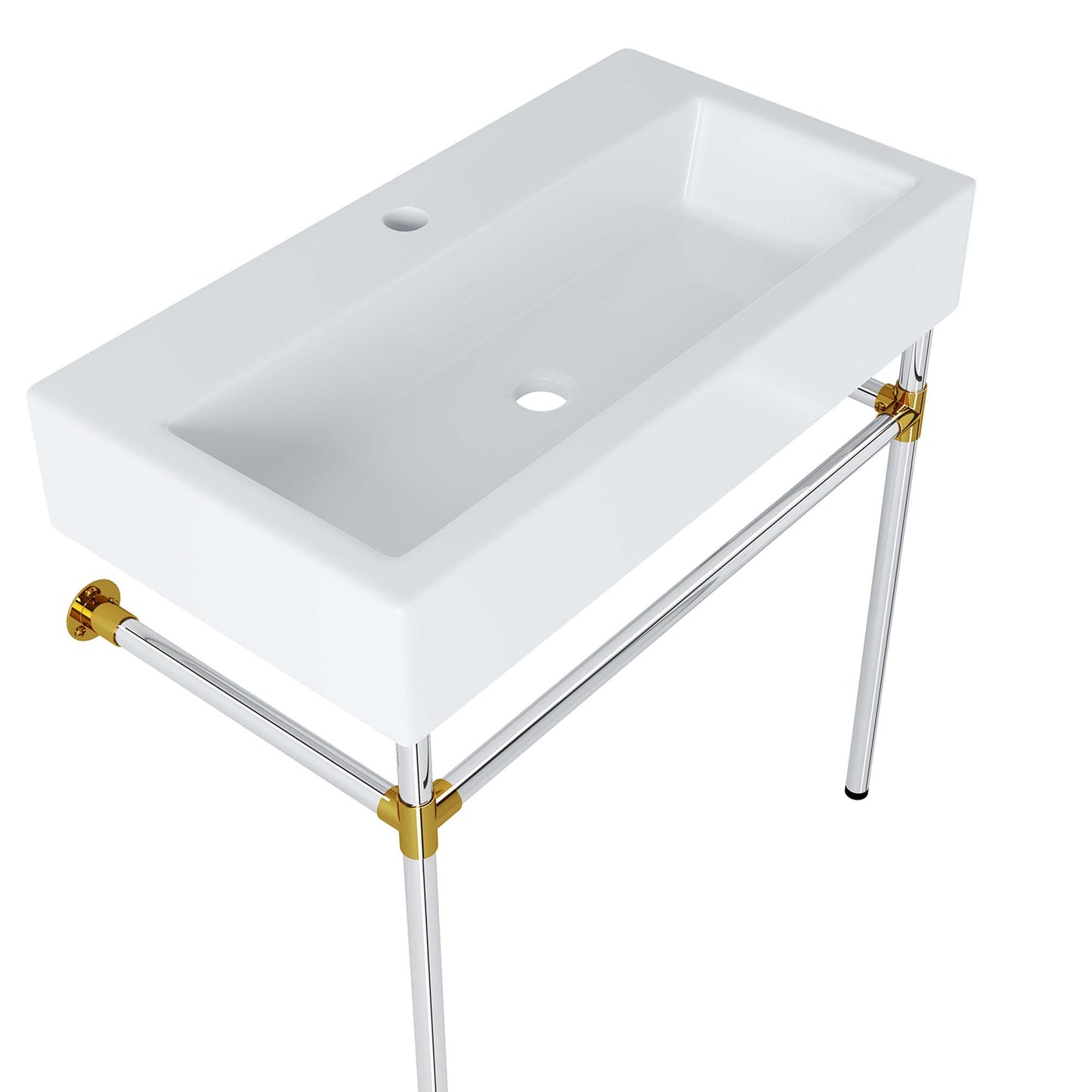Modway Outlet Redeem 32" Silver Stainless Steel Wall-Mount Bathroom Vanity by Modway  Bathroom Furniture Silver White - EEI-5542-SLV-WHI