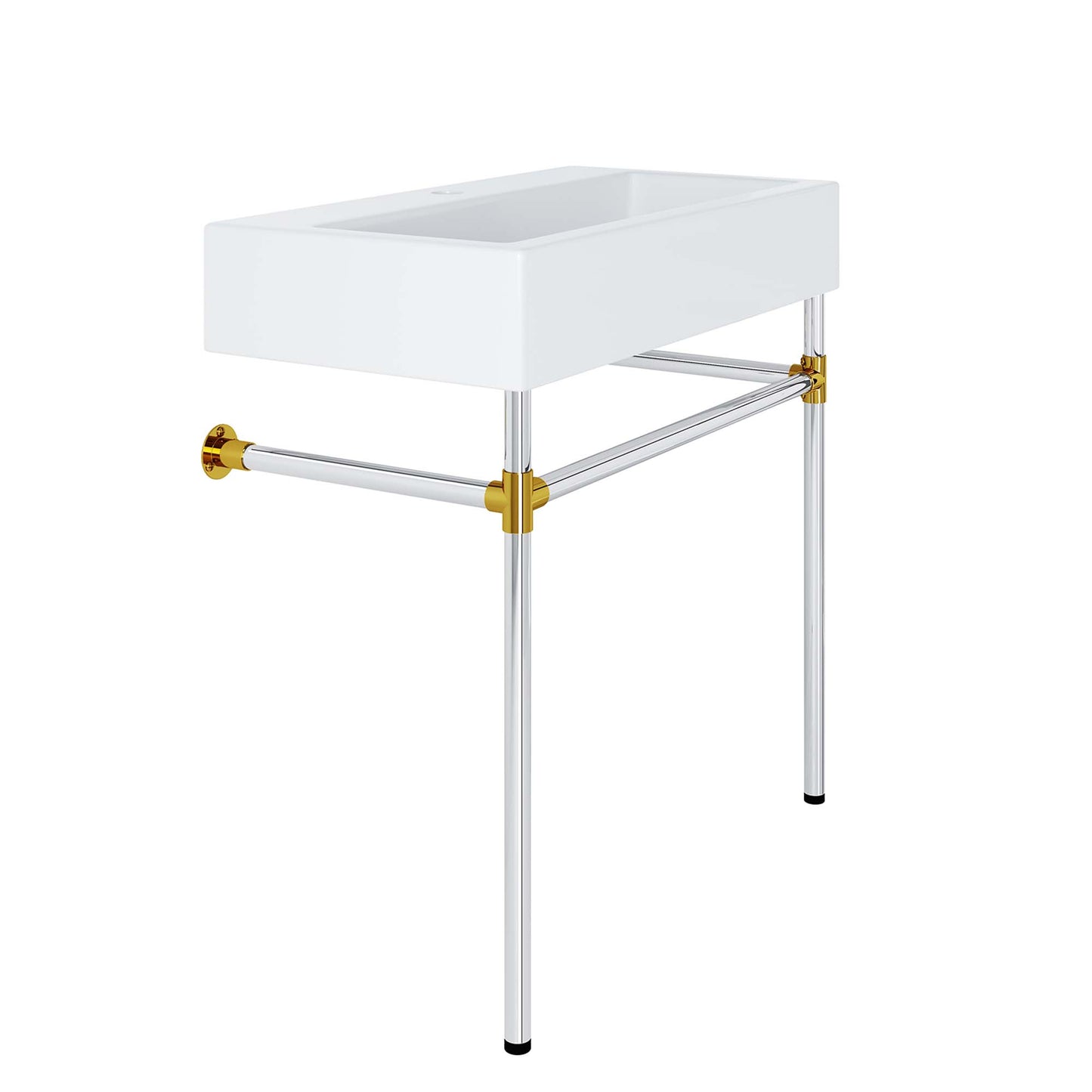 Modway Outlet Redeem 32" Silver Stainless Steel Wall-Mount Bathroom Vanity by Modway  Bathroom Furniture Silver White - EEI-5542-SLV-WHI