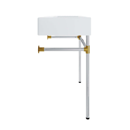 Modway Outlet Redeem 32" Silver Stainless Steel Wall-Mount Bathroom Vanity by Modway  Bathroom Furniture Silver White - EEI-5542-SLV-WHI