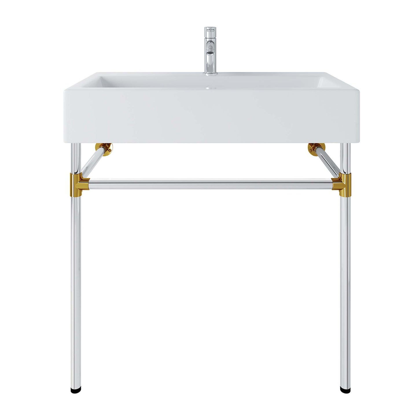 Modway Outlet Redeem 32" Silver Stainless Steel Wall-Mount Bathroom Vanity by Modway  Bathroom Furniture Silver White - EEI-5542-SLV-WHI