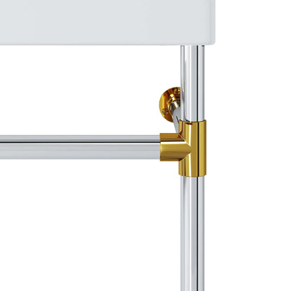 Modway Outlet Redeem 32" Silver Stainless Steel Wall-Mount Bathroom Vanity by Modway  Bathroom Furniture Silver White - EEI-5542-SLV-WHI