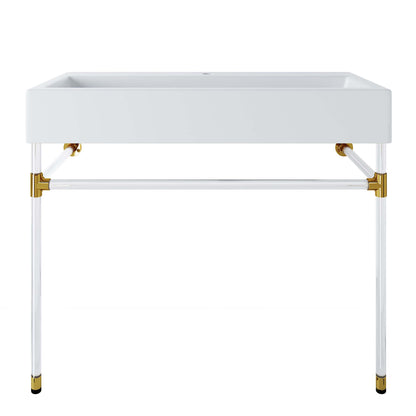 Modway Outlet Redeem 40" Acrylic Wall-Mount Bathroom Vanity by Modway  Bathroom Furniture Clear White - EEI-5543-ACR-WHI