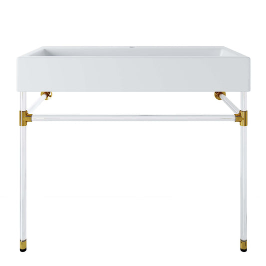 Modway Outlet Redeem 40" Acrylic Wall-Mount Bathroom Vanity by Modway  Bathroom Furniture Clear White - EEI-5543-ACR-WHI