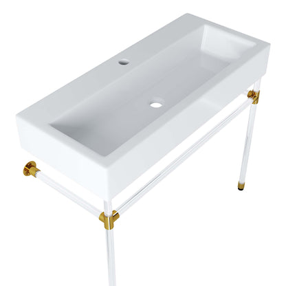 Modway Outlet Redeem 40" Acrylic Wall-Mount Bathroom Vanity by Modway  Bathroom Furniture Clear White - EEI-5543-ACR-WHI