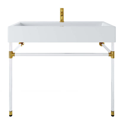 Modway Outlet Redeem 40" Acrylic Wall-Mount Bathroom Vanity by Modway  Bathroom Furniture Clear White - EEI-5543-ACR-WHI