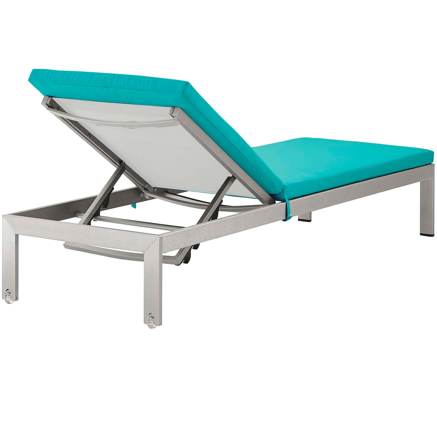 Modway Outlet Shore Outdoor Patio Aluminum Chaise with Cushions by Modway  Outdoor Furniture Furniture Silver Turquoise - EEI-5547-SLV-TRQ