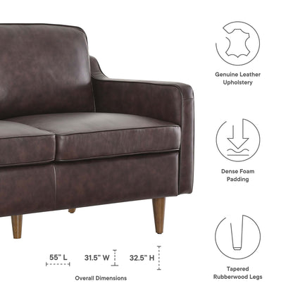 Modway - Impart Genuine Leather Loveseat by Modway  Living Room Sofas and Armchairs Brown - EEI-5554-BRN