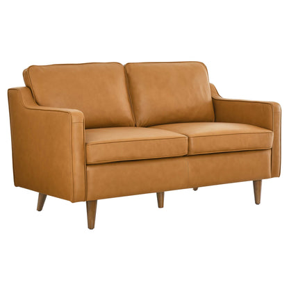 Modway - Impart Genuine Leather Loveseat by Modway  Living Room Sofas and Armchairs Brown - EEI-5554-TAN