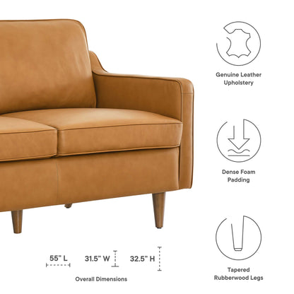 Modway - Impart Genuine Leather Loveseat by Modway  Living Room Sofas and Armchairs Brown - EEI-5554-TAN