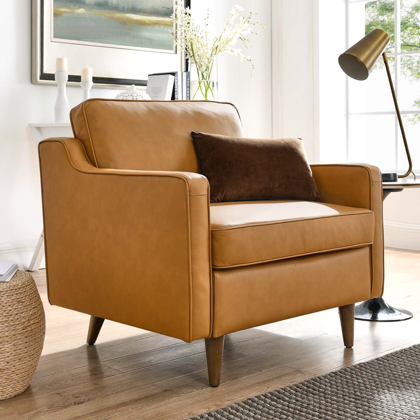 Modway - Impart Genuine Leather Armchair by Modway  Living Room Sofas and Armchairs Brown - EEI-5555-TAN
