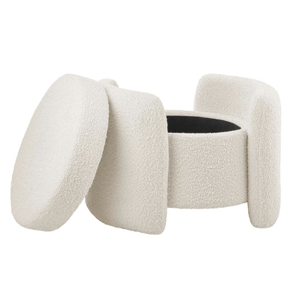 Modway - Nebula Boucle Upholstered Ottoman by Modway  Living Room Sofas and Armchairs White - EEI-5561-IVO